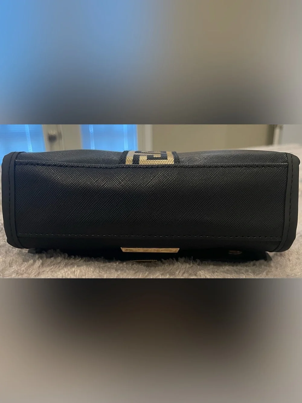 Versace Fragances Black and Gold Logo Strap Pouch